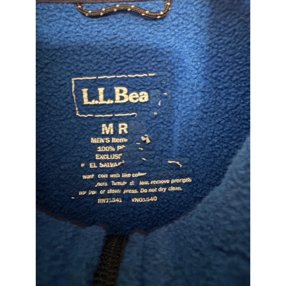 LL Bean Mens Fleece Vest Blue Full Zip Sleeveless Jacket VN01540 Size Medium - Picture 3 of 5